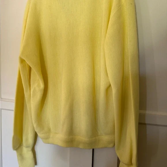 Vintage 80s or 90s yellow “ Izod Lacoste “ men’s V-neck sweater, Preppy